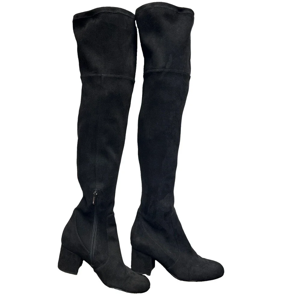 Sam Edelman Varona Over The Knee Boots Chunky Heel Round Toe Black Size 6.5